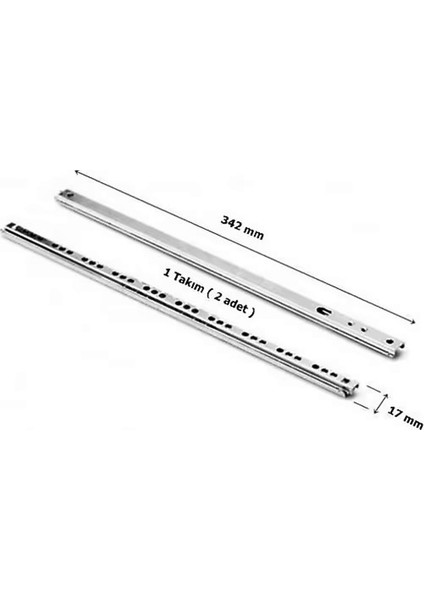 Teleskopik Bilyalı Ince Ray Çekmece Rayı 17X342 35 cm 1 Takım ( 2 Adet ) fiyatları