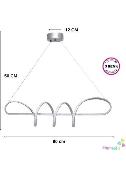 3 Renk Yanabilen Modern Ledli Avize