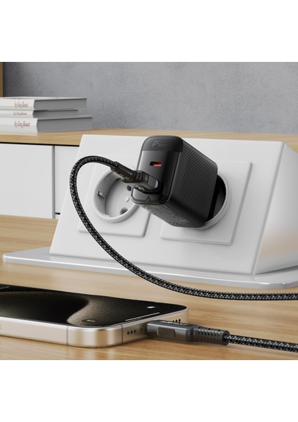 PD45W (1xUsb-C+1xUsb-A) Çıkışlı Hızlı Şarj Cihazı - A106 (Acefast Türkiye Garantili)