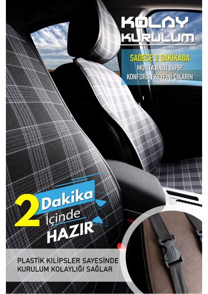 Bmw 3 Serisi Oto Koltuk Minderi Ön 2'li Set Ekose Model Sc