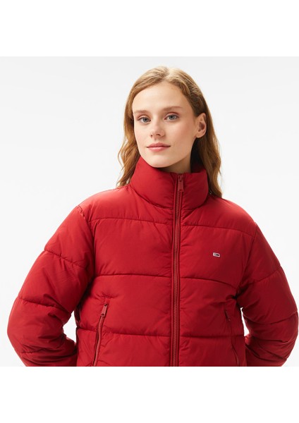 Jeans Essential Puffer Kadın Kırmızı Mont