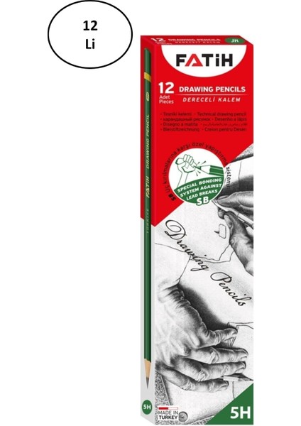 Fatih Dereceli Kurşun Kalem 5-H 12 Li