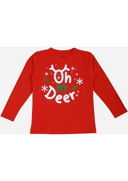 Kız / Erkek Çocuk Yılbaşı Geyik Desen Uzun Kollu Pamuklu Pijama Takımı fırsatları