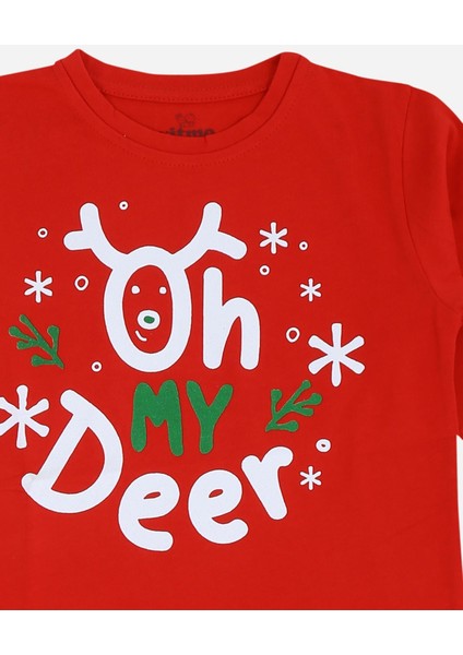 Kız / Erkek Çocuk Yılbaşı Geyik Desen Uzun Kollu Pamuklu Pijama Takımı indirimleri