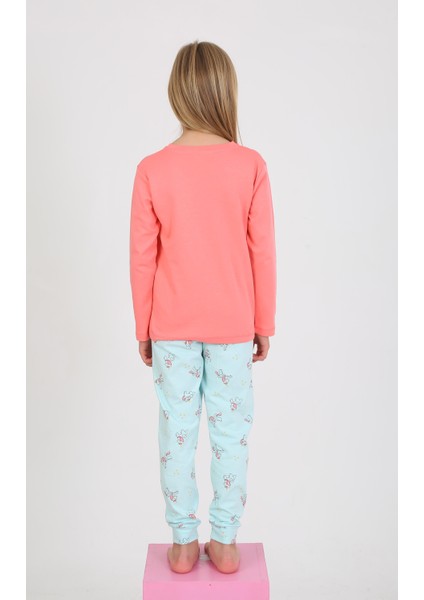 Kız Çocuk Uzun Kollu Pamuklu Pijama Takımı Happy Princess Nar