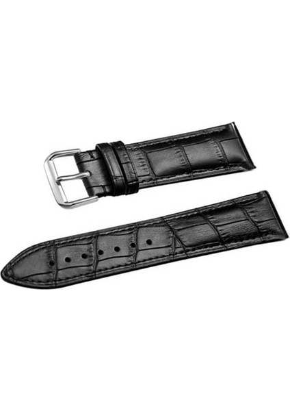 Fado&her Saate Uygun Yarım Kroko Hakiki Deri Saat Kordonu 24 mm (152) Siyah fırsatları
