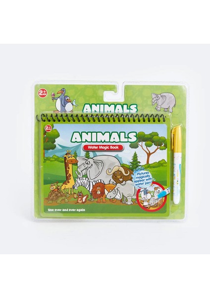 Sihirli Boyama Kitabı Water Magic Book Özel Sulu Kalem ile Hayvanlar Animals