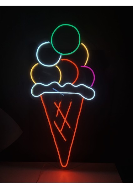 Cizgineon Dondurma Işıklı Neon LED Duvar Dekarasyon