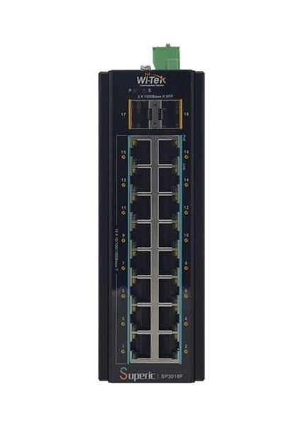 Wı-Tek 16PORT 240W Full Poe WI-SP3018F 16GE Gıgabıt 2x Sfp Yönetilemez Endüstriyel Switch