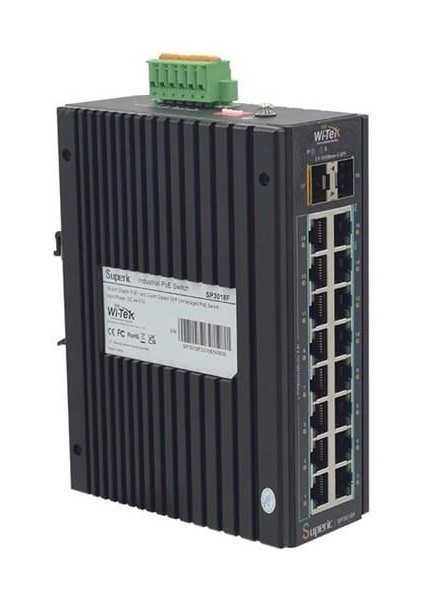 Wı-Tek 16PORT 240W Full Poe WI-SP3018F 16GE Gıgabıt 2x Sfp Yönetilemez Endüstriyel Switch