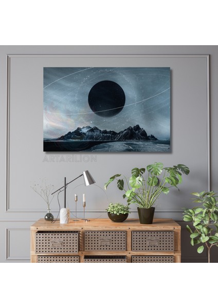 Dağ Ay ve Yıldızlar Kanvas Tablo Manzara Tablosu Kanvas Baskı fiyatları