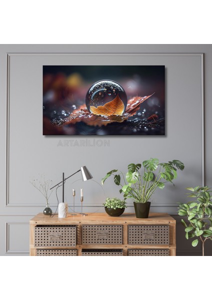 Yaprağın Üstündeki Su Damlası Özel Tasarım Kanvas Tablo Salon Tablosu Ev Dekorasyonu fiyatları