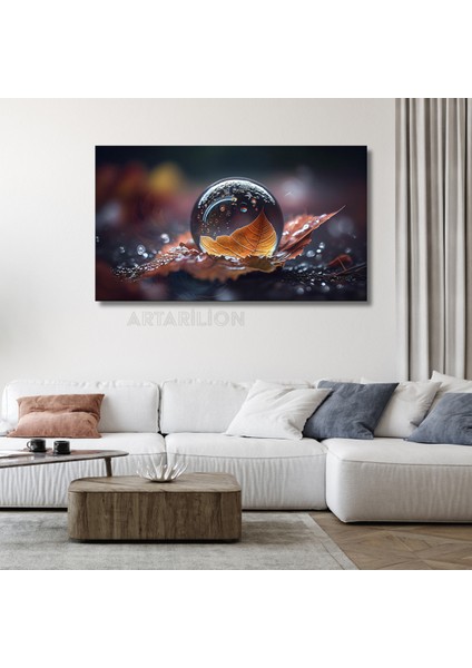 Yaprağın Üstündeki Su Damlası Özel Tasarım Kanvas Tablo Salon Tablosu Ev Dekorasyonu modelleri