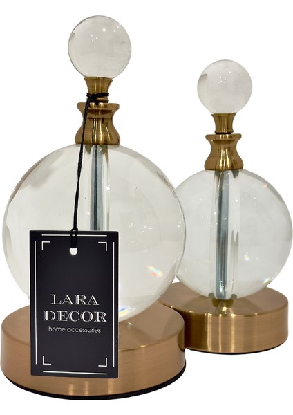 Kristal 2'li Lara Hare Dekor Set Bronz