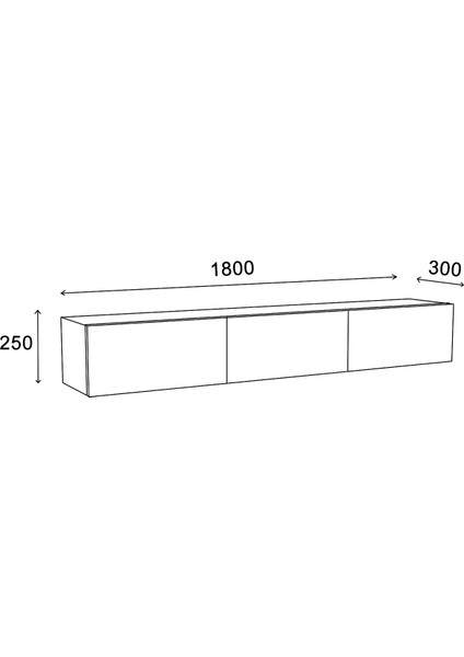 Arman 3 Kapaklı 180 cm Duvara Monte Tv Ünitesi - Atlantik Çam