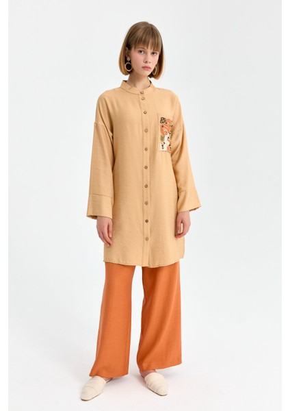Cebi Nakışlı Tunik Camel