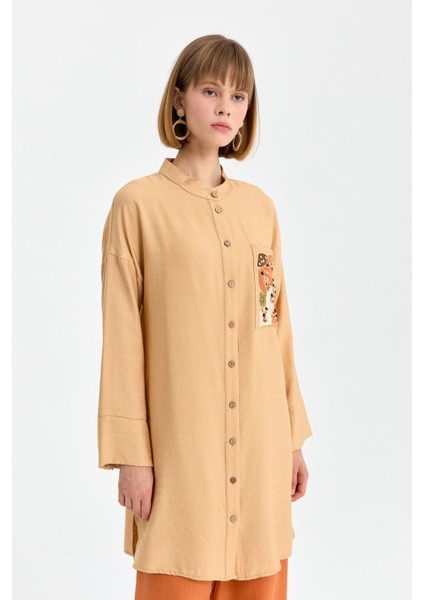 Cebi Nakışlı Tunik Camel