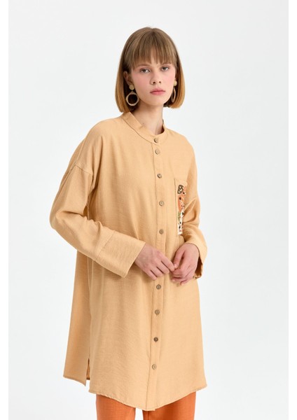 Cebi Nakışlı Tunik Camel