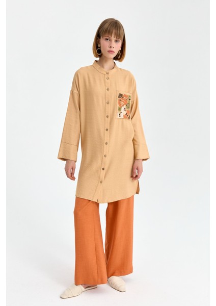 Cebi Nakışlı Tunik Camel