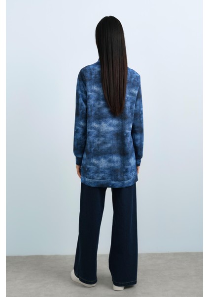 Deri ve Nakış Detaylı Spor Tunik Indigo fırsatları