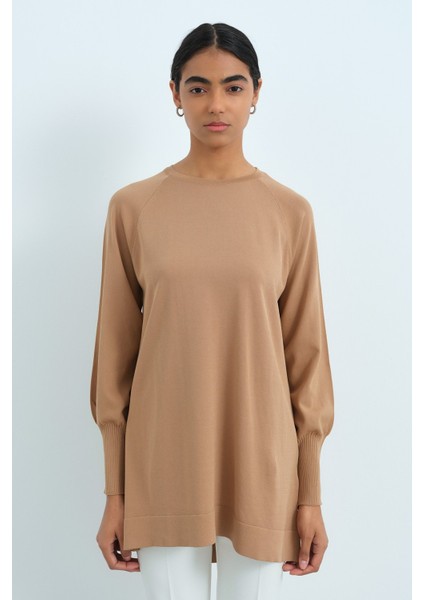 Balon Kol Triko Tunik Camel