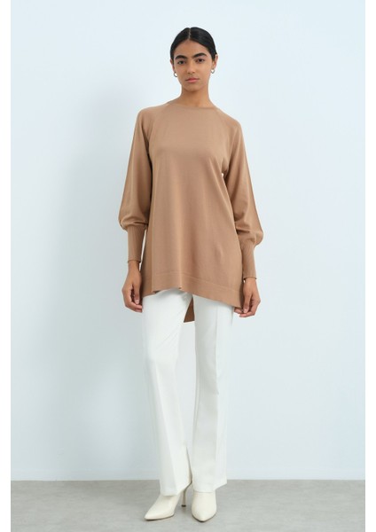 Balon Kol Triko Tunik Camel