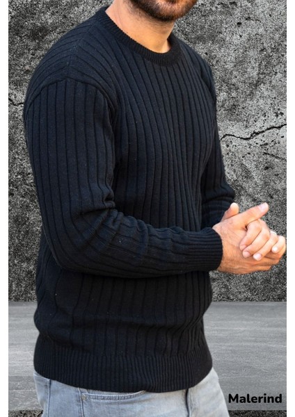 Erkek Triko Kazak Bisiklet Yaka Rahat Kalıp