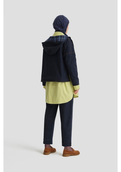 Ekose Astarlı Denim Ceket 24K5701 Lacivert fırsatları