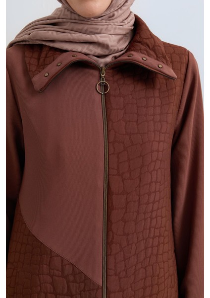 Ince Kapitone Örme Garnili Pardesü Kahve modelleri