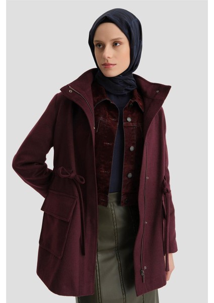 Beli Bağcıklı Kısa Kaban 24KH7528 Mürdüm fiyatları