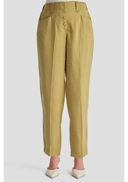 Düğmeli Modal Pantolon 24K2621 Zeytin fiyatları