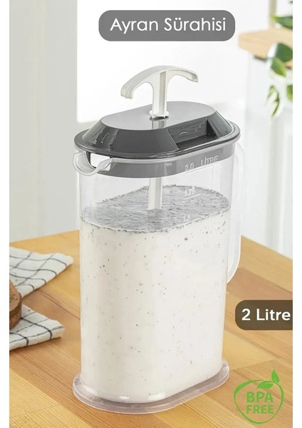 Yayık Ayran Sürahisi Mixer Koyu Gri Serisi (2 Litre) indirimleri