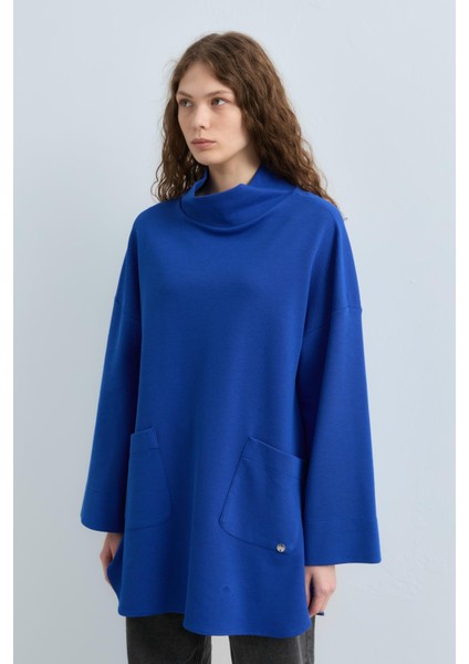 Cep Detaylı Oversize Tunik Saks