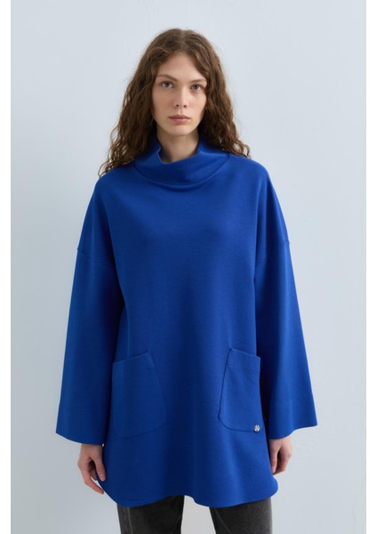 Cep Detaylı Oversize Tunik Saks