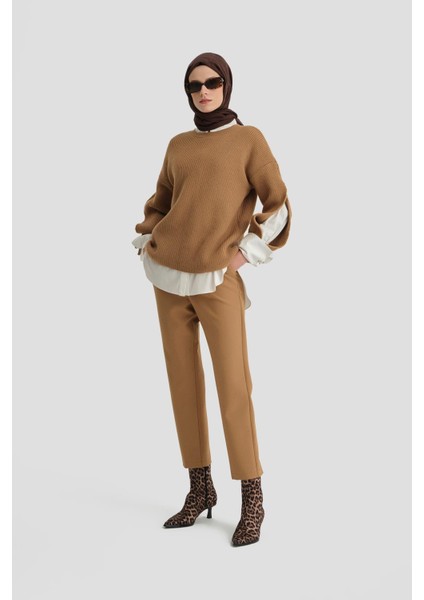 Asimetrik Kapamalı Pantolon 24K2707 Camel fiyatları