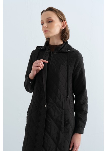 Ince Kapitone Grogren Detaylı Pardesü Siyah modelleri