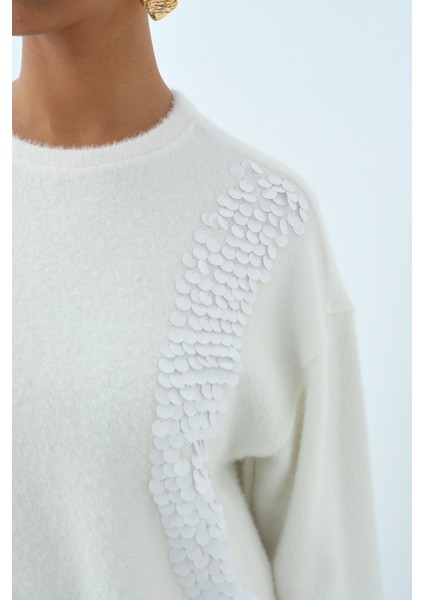 Pullu Gömlek Garni Angora Tunik Ekru fiyatları