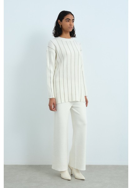 Taş Şeritli Triko Tunik Ekru fırsatları