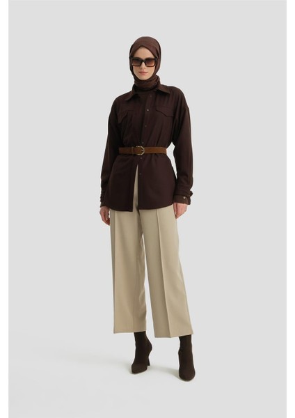 Beli Apoletli Palazzo Pantolon 24KH2722 Bej