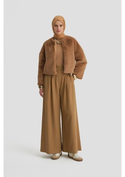 Pileli Pantolon Etek 24K2709 Camel
