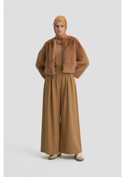 Pileli Pantolon Etek 24K2709 Camel fiyatları