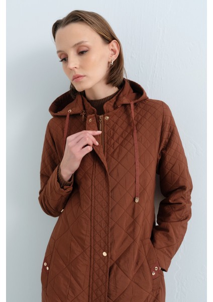 Ince Kapitone Grogren Detaylı Pardesü Kahve modelleri