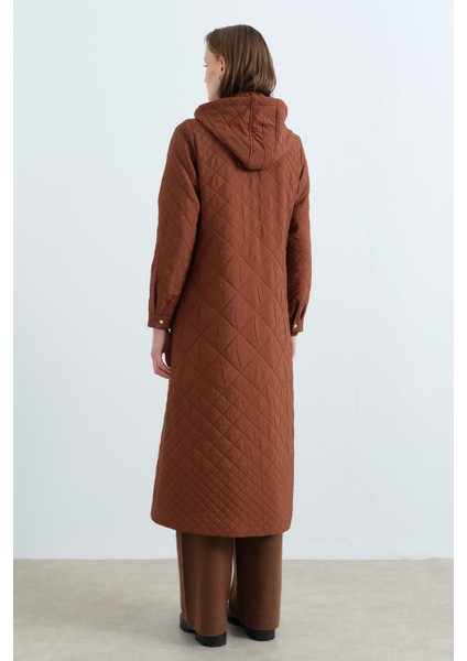 Ince Kapitone Grogren Detaylı Pardesü Kahve fırsatları