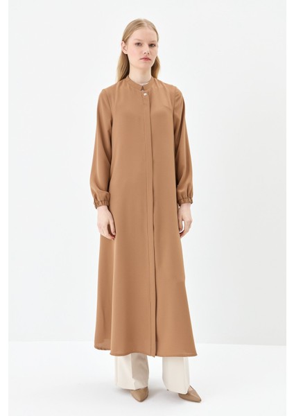 Kolları Lastikli Rahat Kesim Ferace Camel