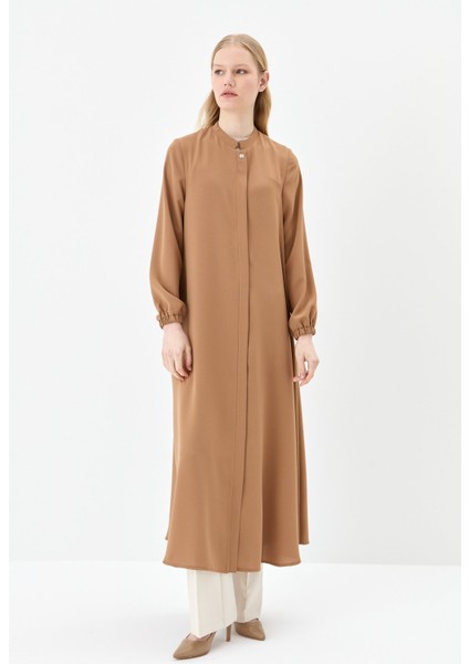 Kolları Lastikli Rahat Kesim Ferace Camel
