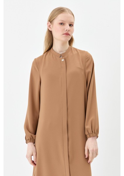Kolları Lastikli Rahat Kesim Ferace Camel