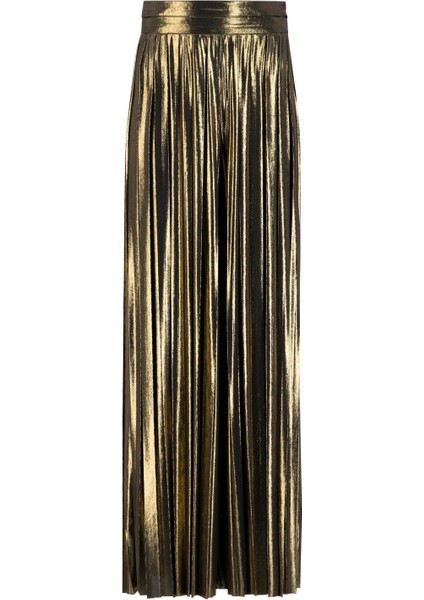 Işılıtlı Kumaş Piliseli Pantolon 24K2701 Gold