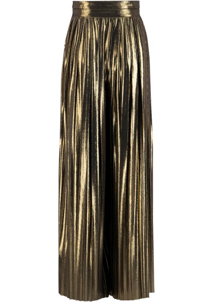 Işılıtlı Kumaş Piliseli Pantolon 24K2701 Gold