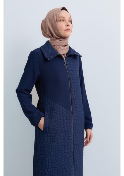 Ince Kapitone Örme Garnili Pardesü Lacivert modelleri