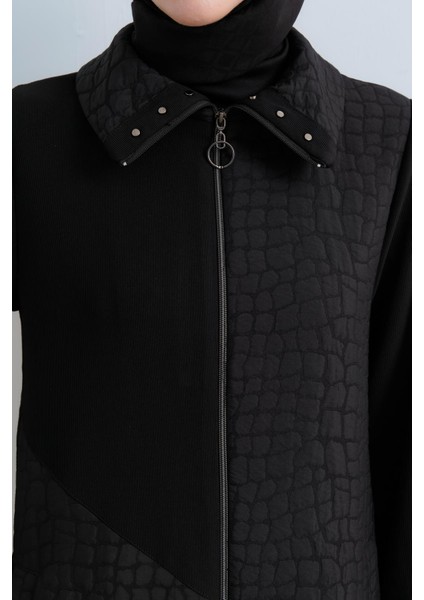 Ince Kapitone Örme Garnili Pardesü Siyah modelleri